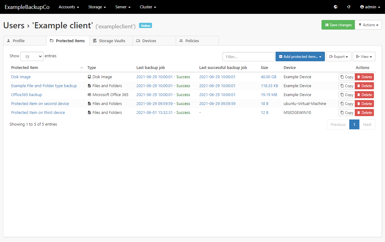 screenshot of Comet Backup